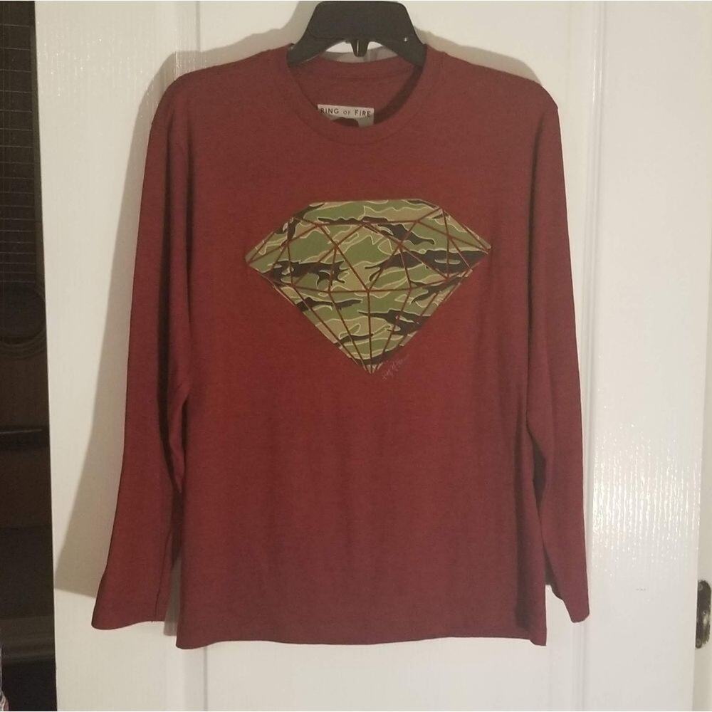 Ring of Fire boys long sleeve camo diamond‎ shirt XLnew